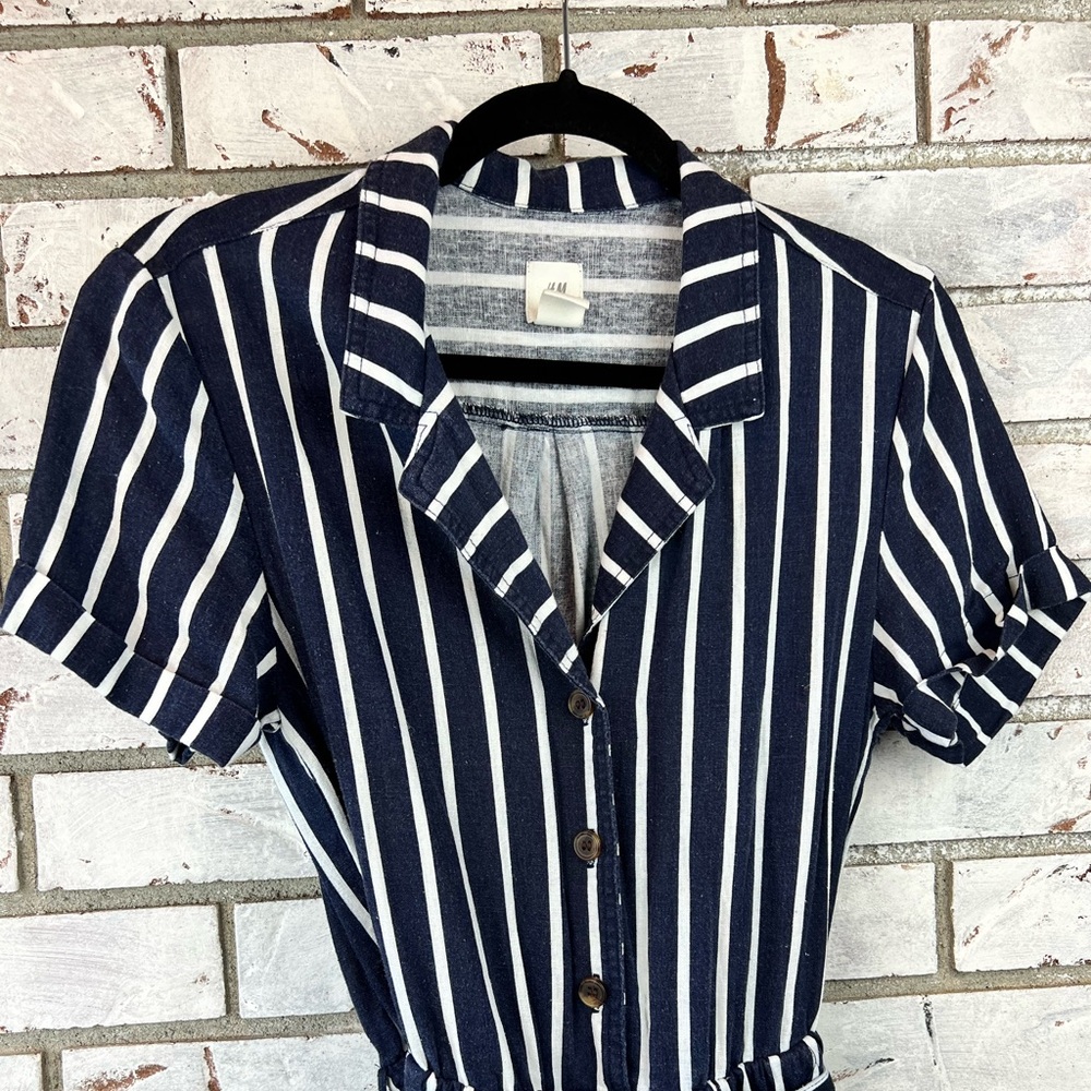 H&M | Navy and White Pinstripe Jumpsuit - Picture 3 of 9